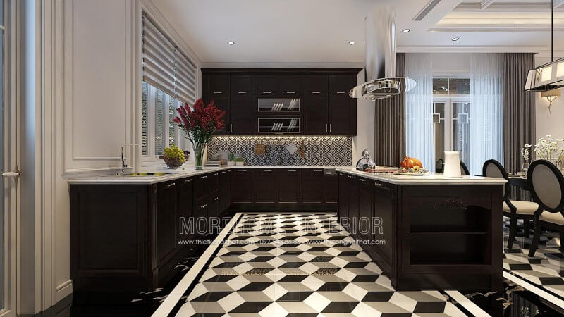 Thiết kế nội thất tủ bếp biệt thự cao cấp phong cách hiện đại và lạ mắt Thiết kế và sản xuất tủ bếp đẹp